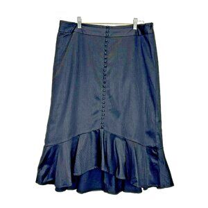 Vintage Mob Wife Skirt Size 14 Black Pinstripe Pencil Midi Gangster Y2K 90's